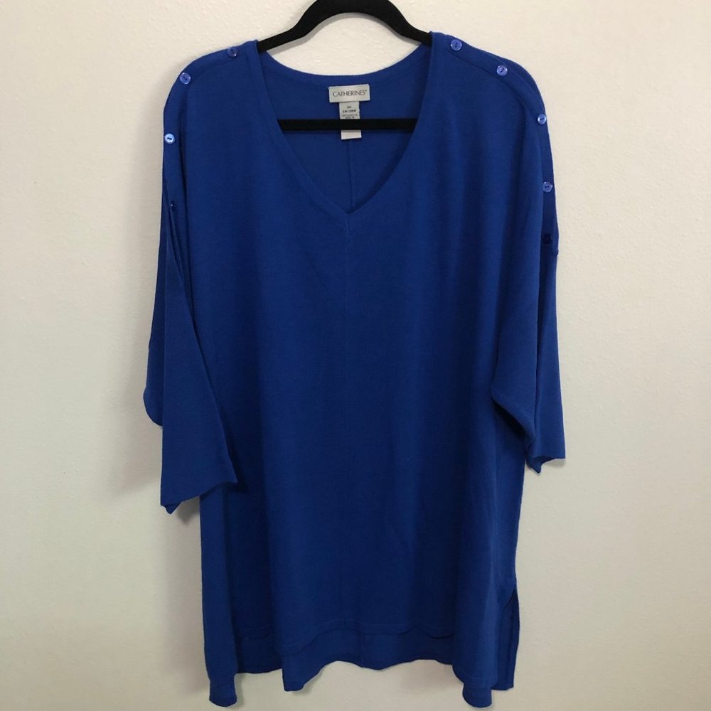 Plus Size Button Sleeve Tunic Sweaters